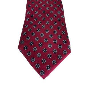 Vintage Stafford men’s small print floral tie red 100% silk made in USA